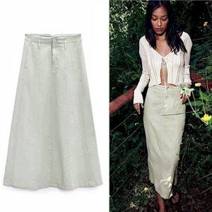 Zara Linen Blend Cape Skirt - M